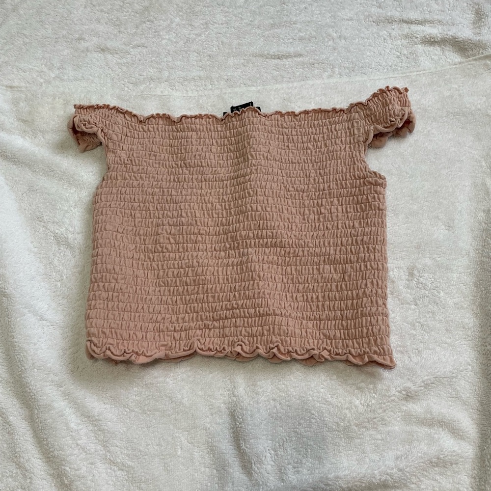 Kids pink off should should crop top